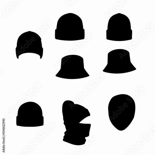 Headwear silhouettes: beanies, bucket hats, balaclava set