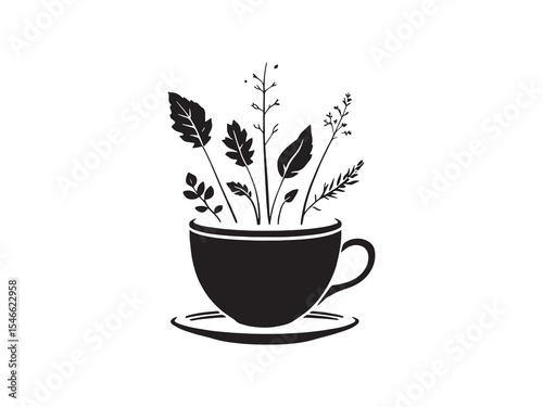 Herbal Tea Line Art Illustration