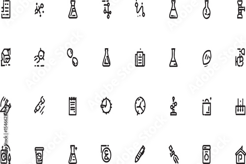 Science Lab Equipment Vector Icons Chemistry, Biology, Experiment, Research, and More