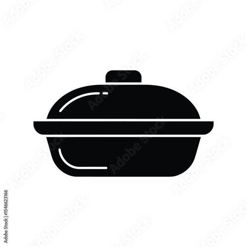 Cooking Pot with Lid Glyph Icon Vector