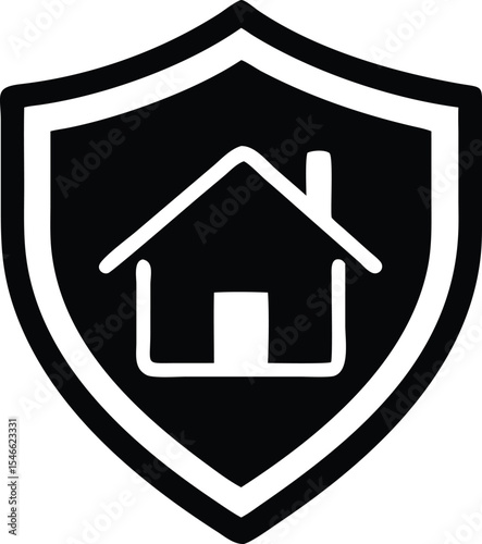 Home security and protection concept illustrated by a shield and a house icon