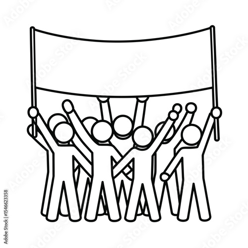 Group of People Holding a Banner