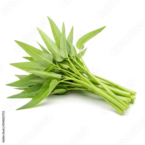 Morning Glory Bunch: Freshly harvested bunch of vibrant green morning glory stems and leaves, showcasing its natural beauty and healthy appeal.