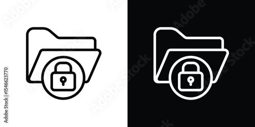 Secret folder icon in black. flat graphic vector icon