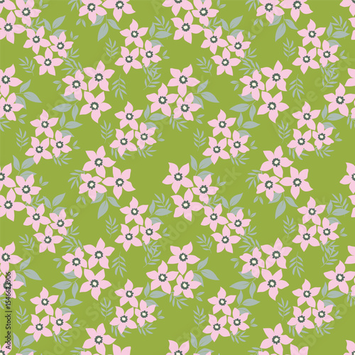Cute feminine seamless watercolor pattern with little tiny wildflowers, hand drawn