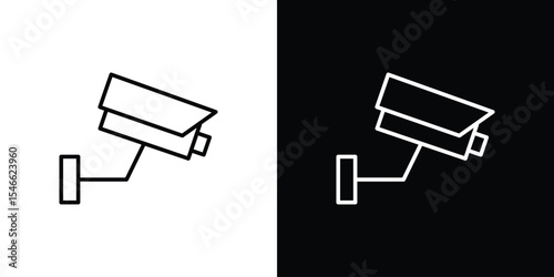 Security camera icon in black. flat graphic vector icon