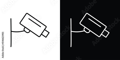 Security camera icon in black. flat graphic vector icon