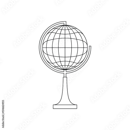 Globe Earth Map Line Art Icon Vector