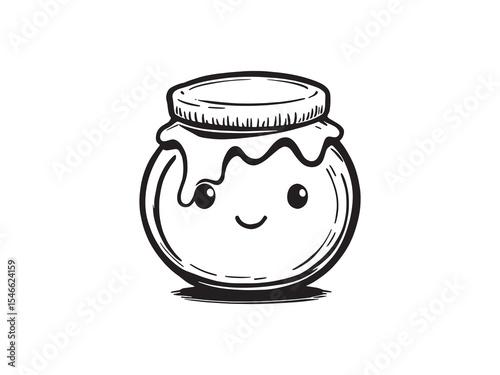 Honey Jar Line Art Illustration