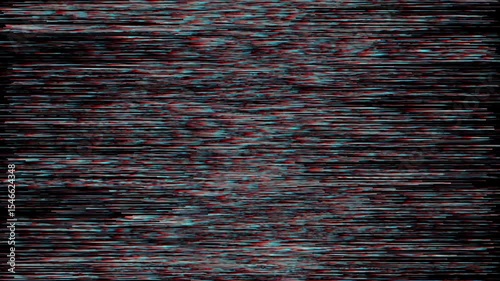 Abstract glitch digital display with horizontal lines in red and blue tones