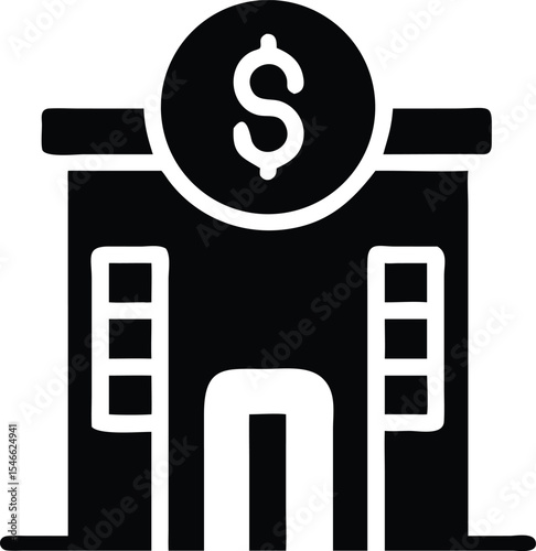Bank building representing financial stability icon