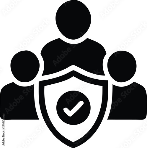 Team protection, security guarantee and confirmation of membership and success  icon