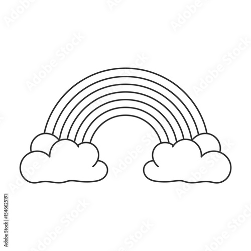 Outline Rainbow with Clouds Icon Vector