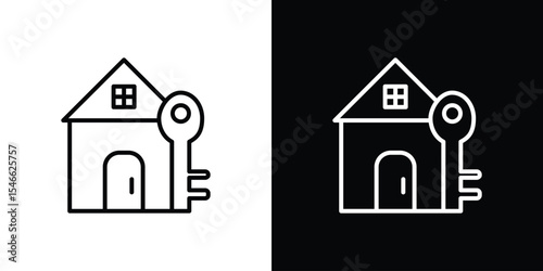Selling or rent home icon in black. flat graphic vector icon