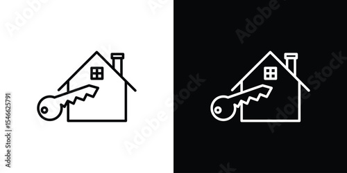 Selling or rent home icon in black. flat graphic vector icon