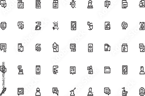 Extensive Collection of Line Icons  Business, Technology, and Communication Symbols