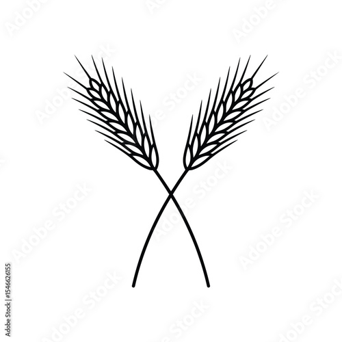 Two Wheat Ears Crossed Outline