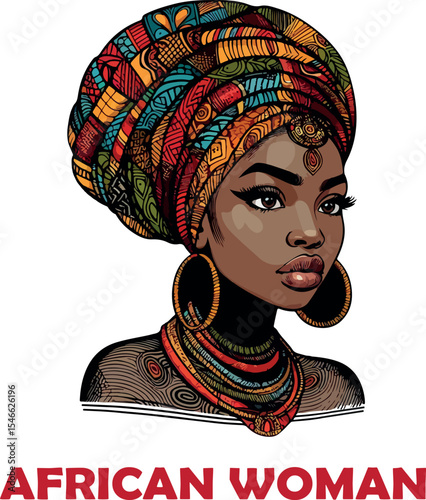 African woman logo Vector white background .