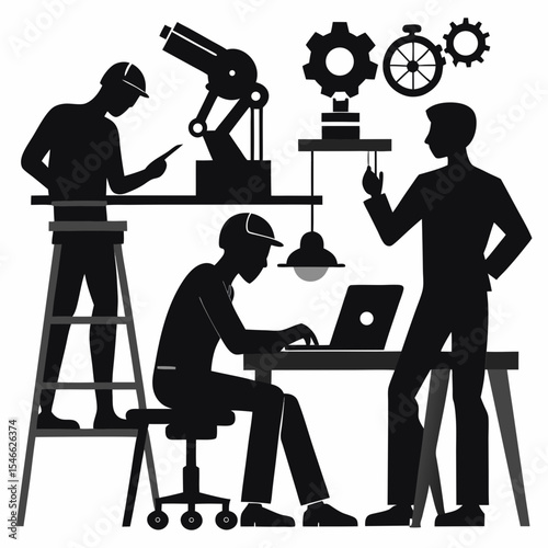 Engineers silhouette vector illustration