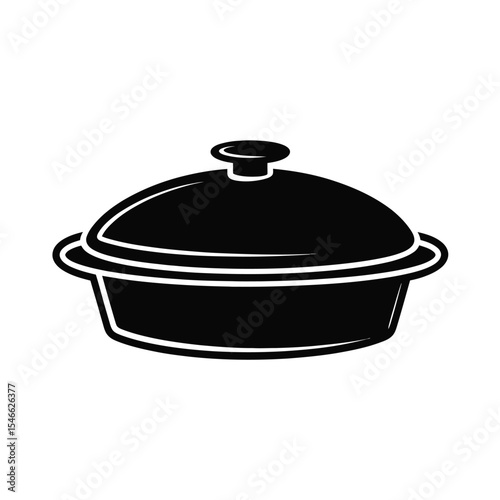 Cooking Pot with Lid Glyph Icon Vector