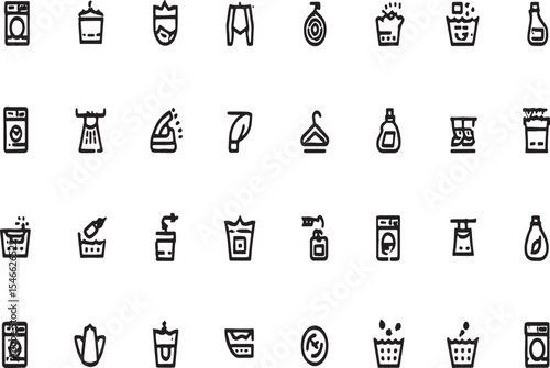 Laundry and Cleaning Vector Icons 40+ Line Art Graphics for Websites and Apps
