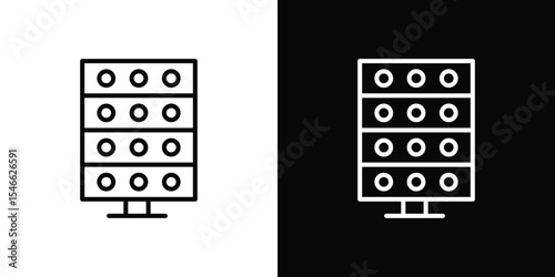 Server rack icon in black. flat graphic vector icon