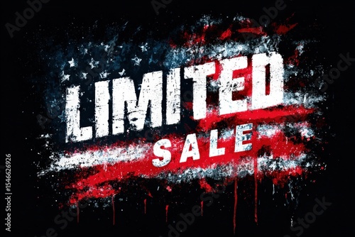 Energetic Grunge USA Flag Banner with Limited Time Sale Text