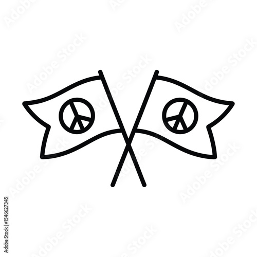 Peace Flags Crossed Outline Design