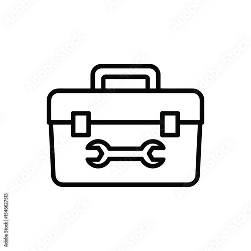 Toolbox with Wrench Line Icon Vector
