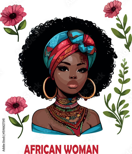 African woman logo Vector white background .