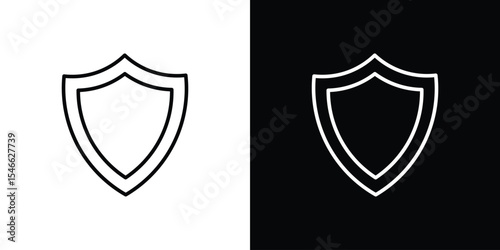 Shield icon in black. flat graphic vector icon