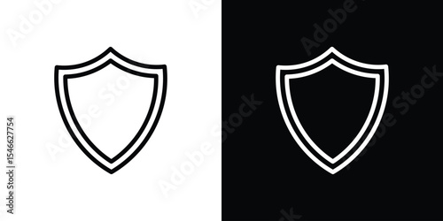 Shield icon in black. flat graphic vector icon