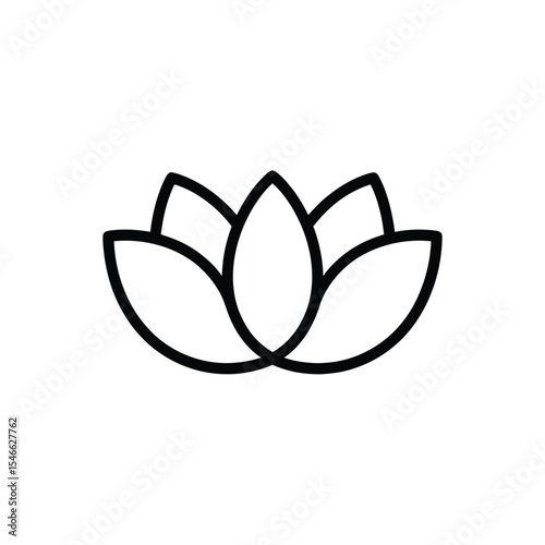 Elegant Lotus Flower Outline Icon Vector