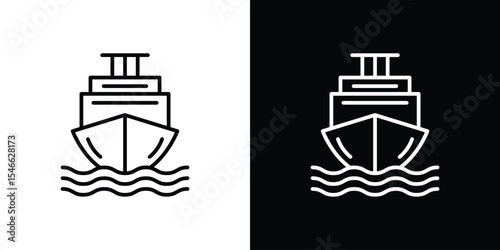 Ship icon in black. flat graphic vector icon