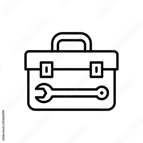 Toolbox with Wrench Line Icon Vector
