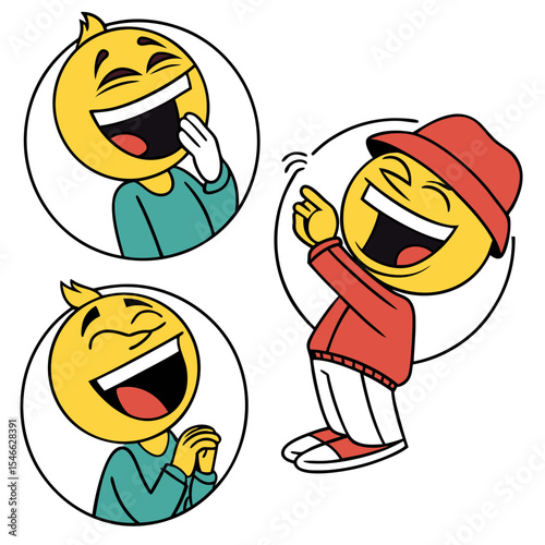 Laughing Emoji Characters – Vector Sticker Collection
