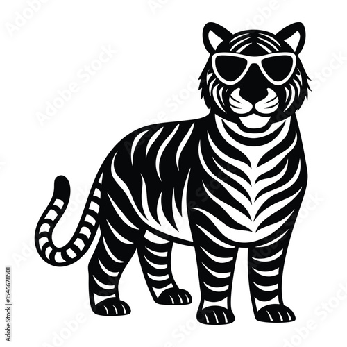 tiger logo with sun glass with white background.