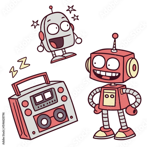 Silly Robots and Gadgets – Cute Tech Humor Stickers
