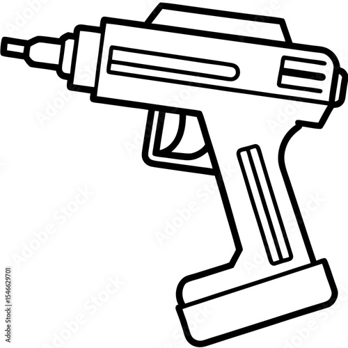 Precision Nail Gun Minimalist Line Illustration