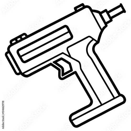 Precision Nail Gun Minimalist Line Illustration