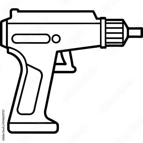 Precision Nail Gun Minimalist Line Illustration