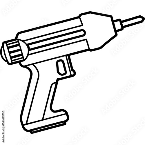 Precision Nail Gun Minimalist Line Illustration