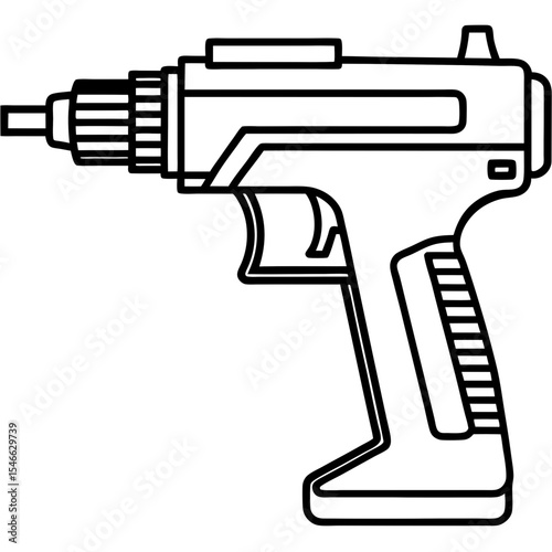 Precision Nail Gun Minimalist Line Illustration