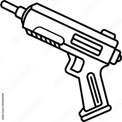 Precision Nail Gun Minimalist Line Illustration