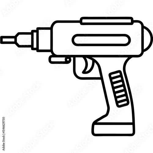 Precision Nail Gun Minimalist Line Illustration