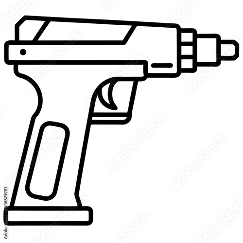 Precision Nail Gun Minimalist Line Illustration