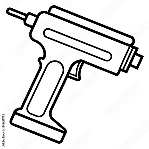 Precision Nail Gun Minimalist Line Illustration