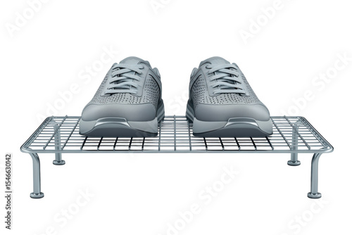 Futuristic silver sneakers poised for action showcasing sleek design and innovation ready to on transparent background