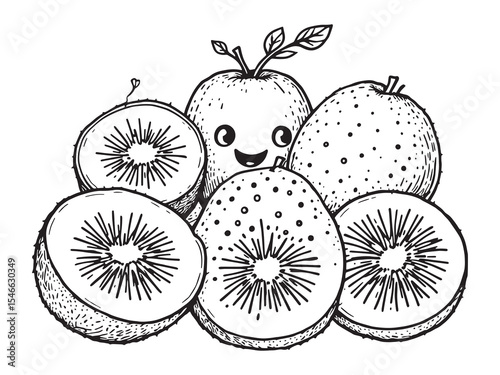 Kiwi Line Art Illustration