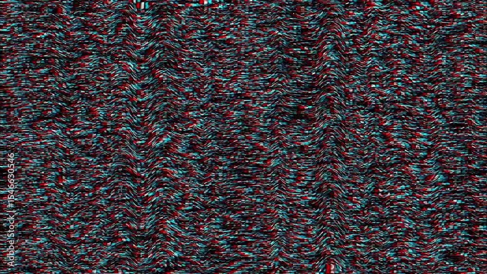 Distorted abstract digital data stream with colorful glitch and static interference